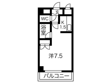 ヴァンクール北5条(1K/8階)の間取り写真