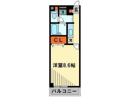 アンプルールフェールプリミエール(1K/2階)の間取り写真