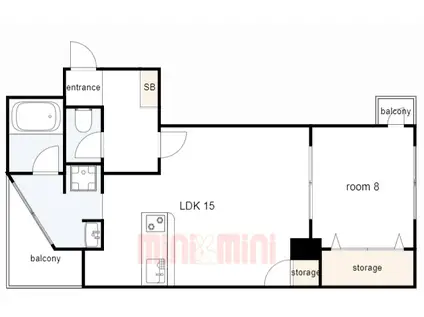 SANKOラフィーネ三宮(1LDK/2階)の間取り写真