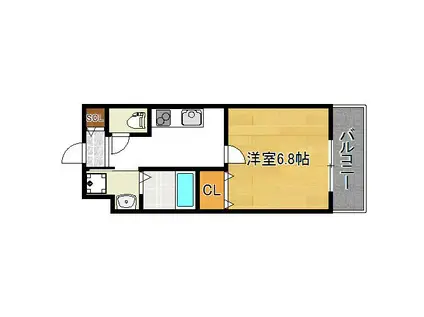 フェーリオ(1K/2階)の間取り写真