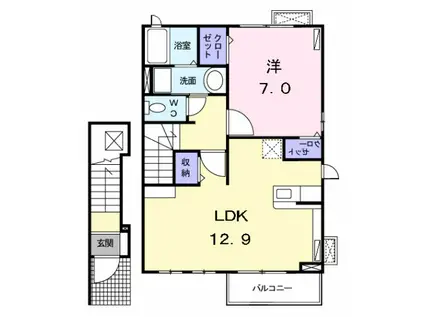 プロムナード ハイネ(1LDK/2階)の間取り写真