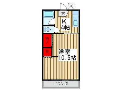第2大橋ハイム(1K/2階)の間取り写真