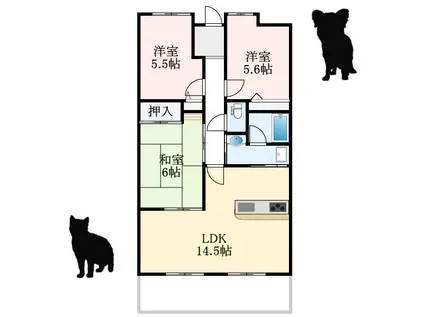 グレーシィ金剛アルティプラザ(3LDK/6階)の間取り写真