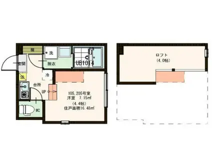 ハーモニーテラス東金町III(1K/1階)の間取り写真