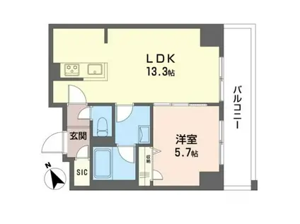 ペールクレスト上麻生(1LDK/3階)の間取り写真