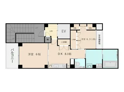 リゾ京都二条(2DK/7階)の間取り写真