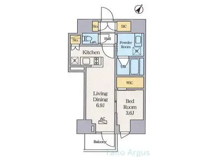 AMIMOUDAGAWA(1LDK/11階)の間取り写真