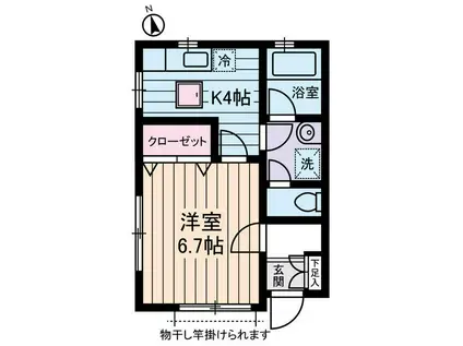 シャンブル目白(1K/1階)の間取り写真