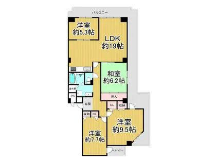 マンハイム甲子園1(4LDK/4階)の間取り写真