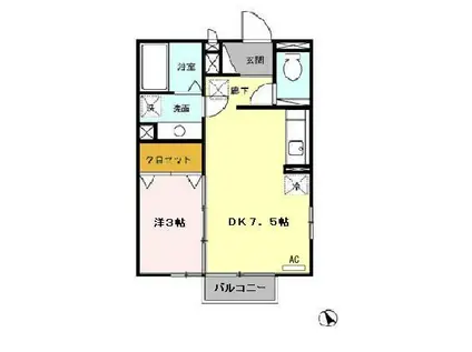 メゾン・ラフィーネ(1DK/2階)の間取り写真