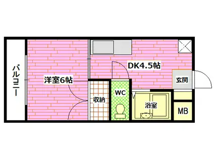 第8ガーデン(1DK/3階)の間取り写真