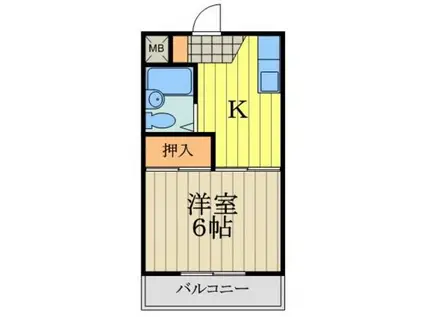 メゾン・バン・ベール(1DK/2階)の間取り写真
