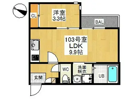 GRANDTIC平安通(1LDK/1階)の間取り写真