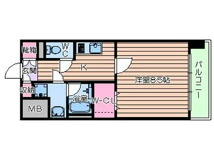 トラストコート西天満(1K/6階)の間取り写真