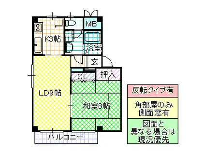 ビューハイツ後藤 B棟(1LDK/2階)の間取り写真