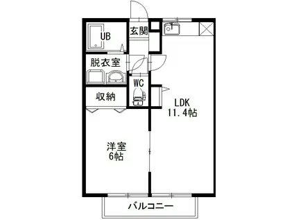 フリージア(1LDK/2階)の間取り写真