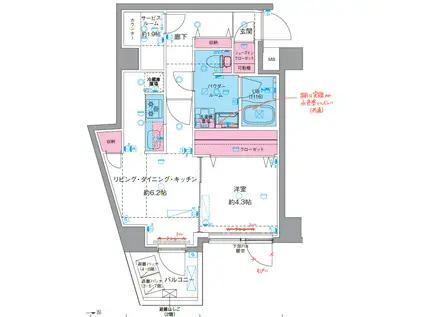 GENOVIA東向島IV(1SLDK/7階)の間取り写真