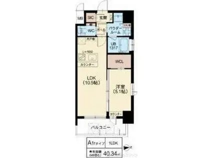 スプランディッド江坂III(1LDK/8階)の間取り写真