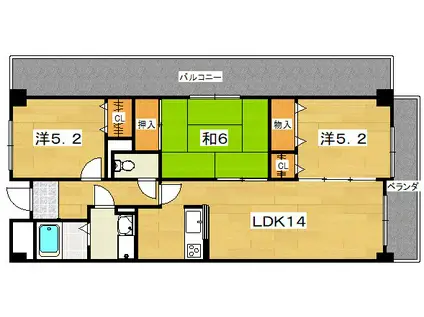 星田ロイヤルハイツ(3LDK/3階)の間取り写真