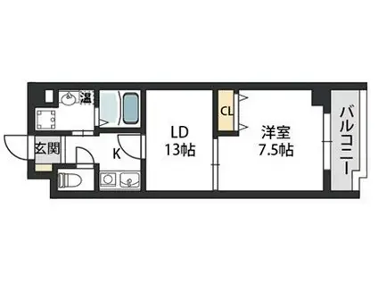 トーシンクレール塚口(2K/3階)の間取り写真