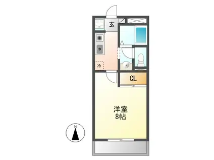 オークフォレスト油屋町B棟(1K/2階)の間取り写真