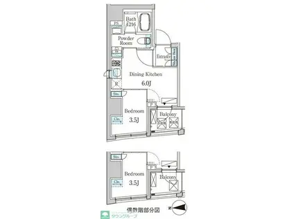 ザ・ライオンズフォーシア八丁堀(1DK/3階)の間取り写真