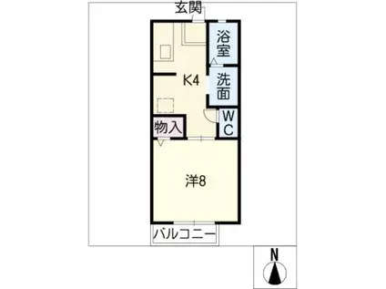 ホワイトスクエアII(1DK/1階)の間取り写真