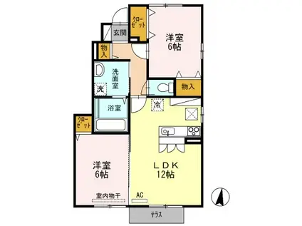 エテルナ A棟(2LDK/1階)の間取り写真