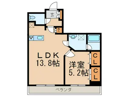 SORAMI TERRACE MATSUBARA(1LDK/1階)の間取り写真