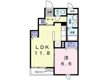 エルグランデNOA(1LDK/3階)の間取り写真