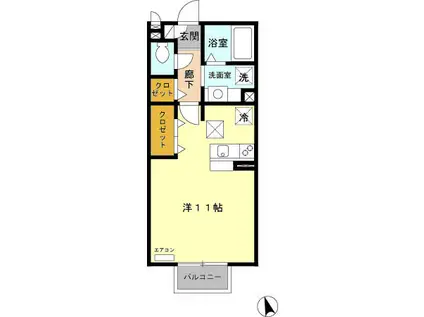 スタジョーネ・アウル II 1階の物件(ワンルーム/1階)の間取り写真