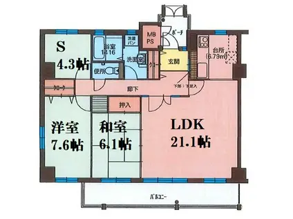 フィールトレイン(2SLDK/4階)の間取り写真