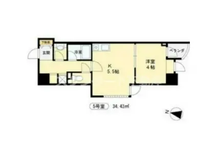 松下善ビル(1DK/7階)の間取り写真