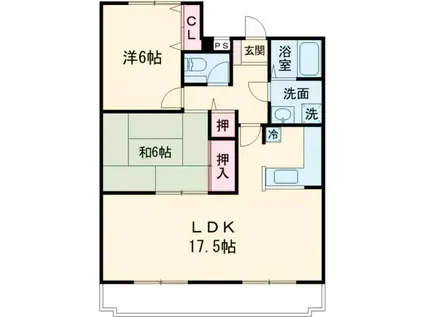ハピネス八光(2LDK/3階)の間取り写真