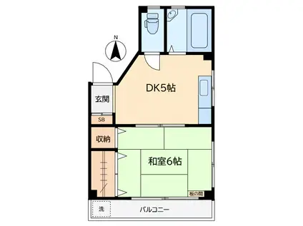 オオスガハイツ(1DK/3階)の間取り写真