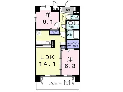 ラ プレミエール エトワール(2LDK/3階)の間取り写真