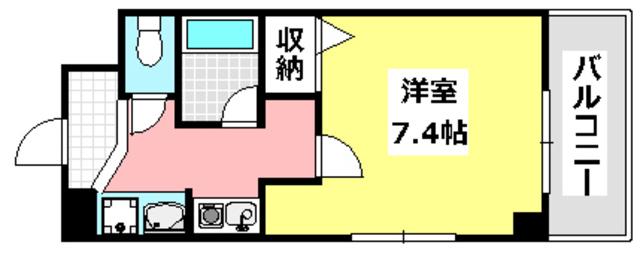 クオーレ茨木元町(1K/7階)の間取り写真