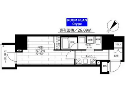 グランドコンシェルジュ蒲田(1K/3階)の間取り写真