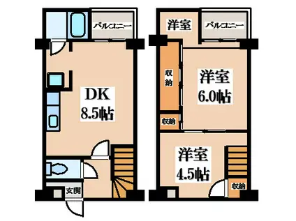 ビレッジハウス倉治(2SDK/3階)の間取り写真