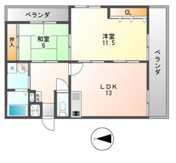 アビタシオンセイリョウ(2LDK/1階)の間取り写真