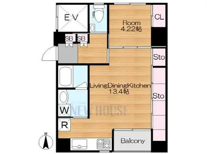 COME 神楽坂(1LDK/3階)の間取り写真