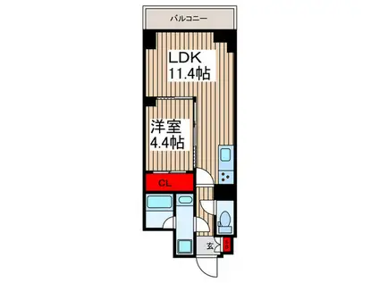コンフォリア竹ノ塚イースト(1LDK/7階)の間取り写真