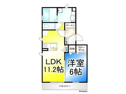 B-FLAT(1LDK/2階)の間取り写真