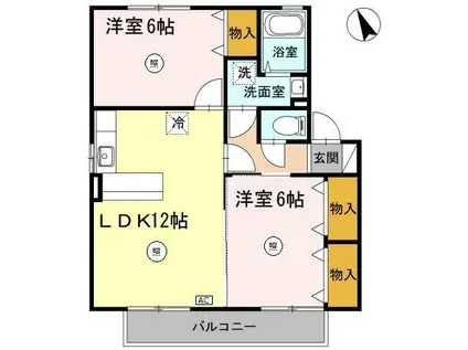 ソレアードA(2LDK/1階)の間取り写真