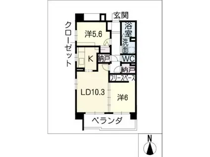 サンコート桃花台 C棟(2LDK/6階)の間取り写真