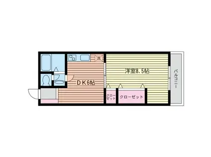 コスモアオイ三ツ沢(1DK/3階)の間取り写真