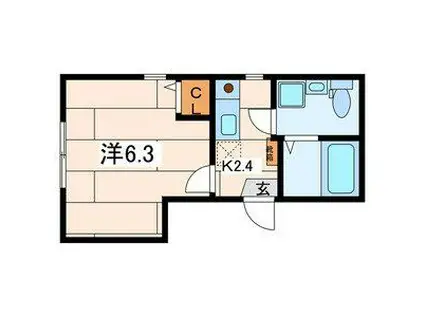 LES AILES I(1K/1階)の間取り写真