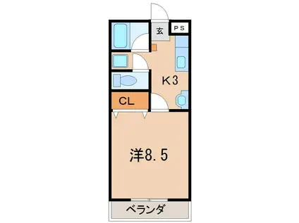 センチュリーフクナミ(1K/3階)の間取り写真