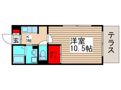オークヒル(1K/1階)の間取り写真