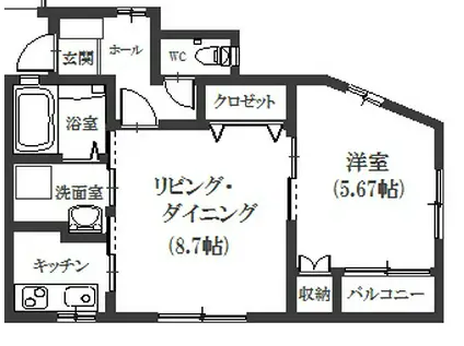 GREEN LEAF(1LDK/2階)の間取り写真